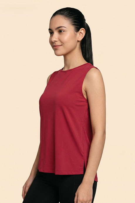 Zelocity Quick Dry Relaxed Tank Top - Deep claret — image 4